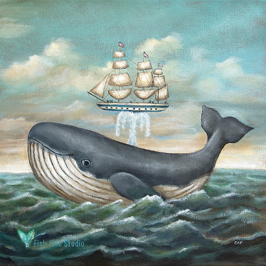 The Preposterous Return of the Whaling Ship, I.M. Blubber, to Sag Harbor Fine Art Print