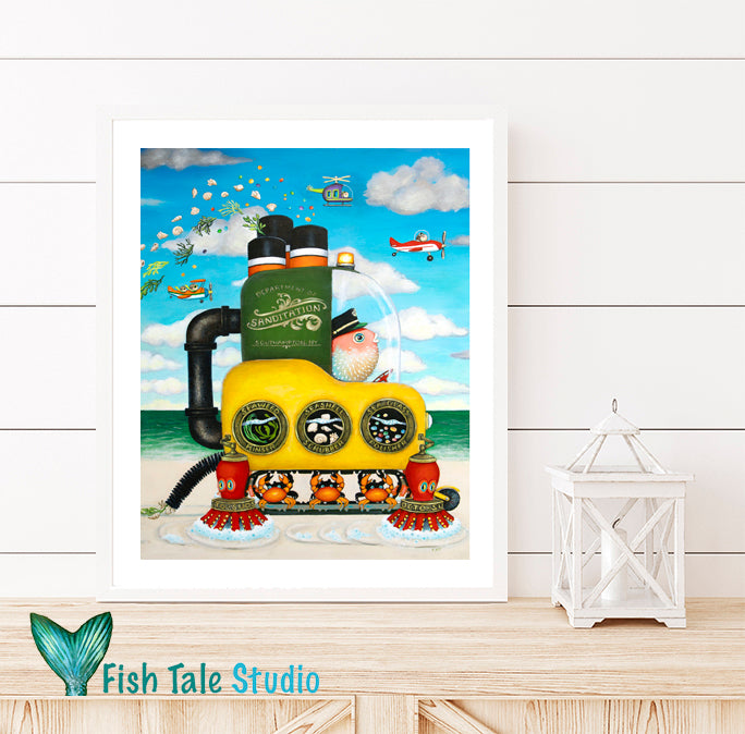 THE BEACH SWEEPER Fine Art Print